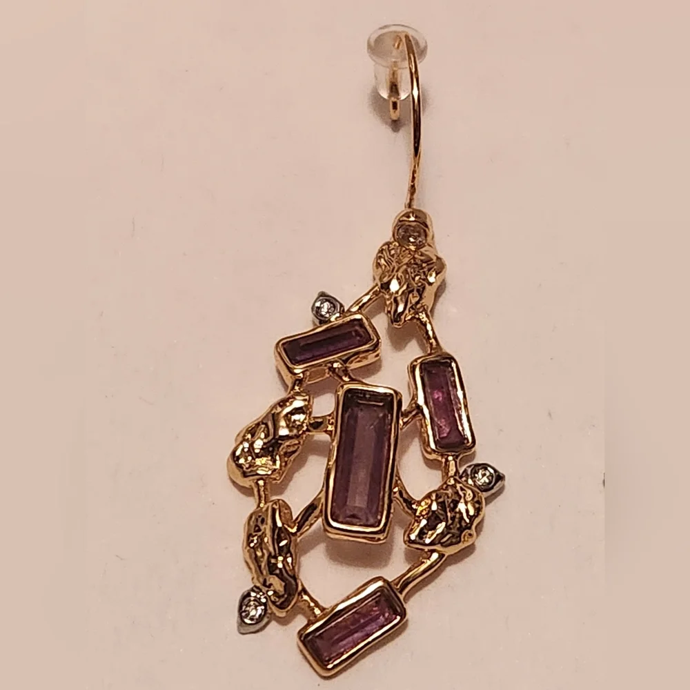 Alexis Bittar purple gold dangle earrings - Picture 2 of 5